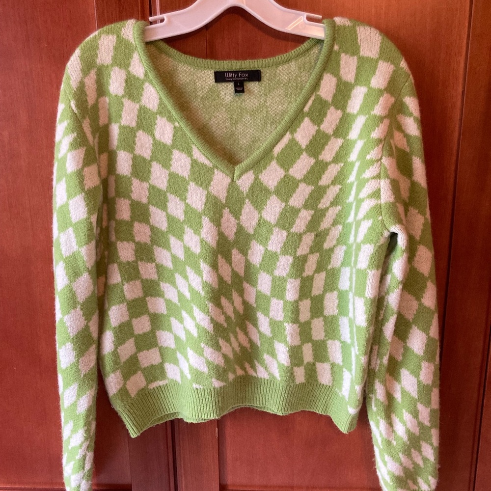 Witty Fox Green Checkered Sweater